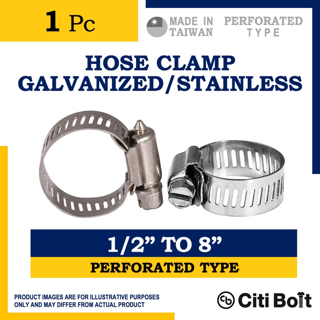 1pc Hose Clamp Galvanized GI / Hose Clip Stainless S/S for Hose and ...