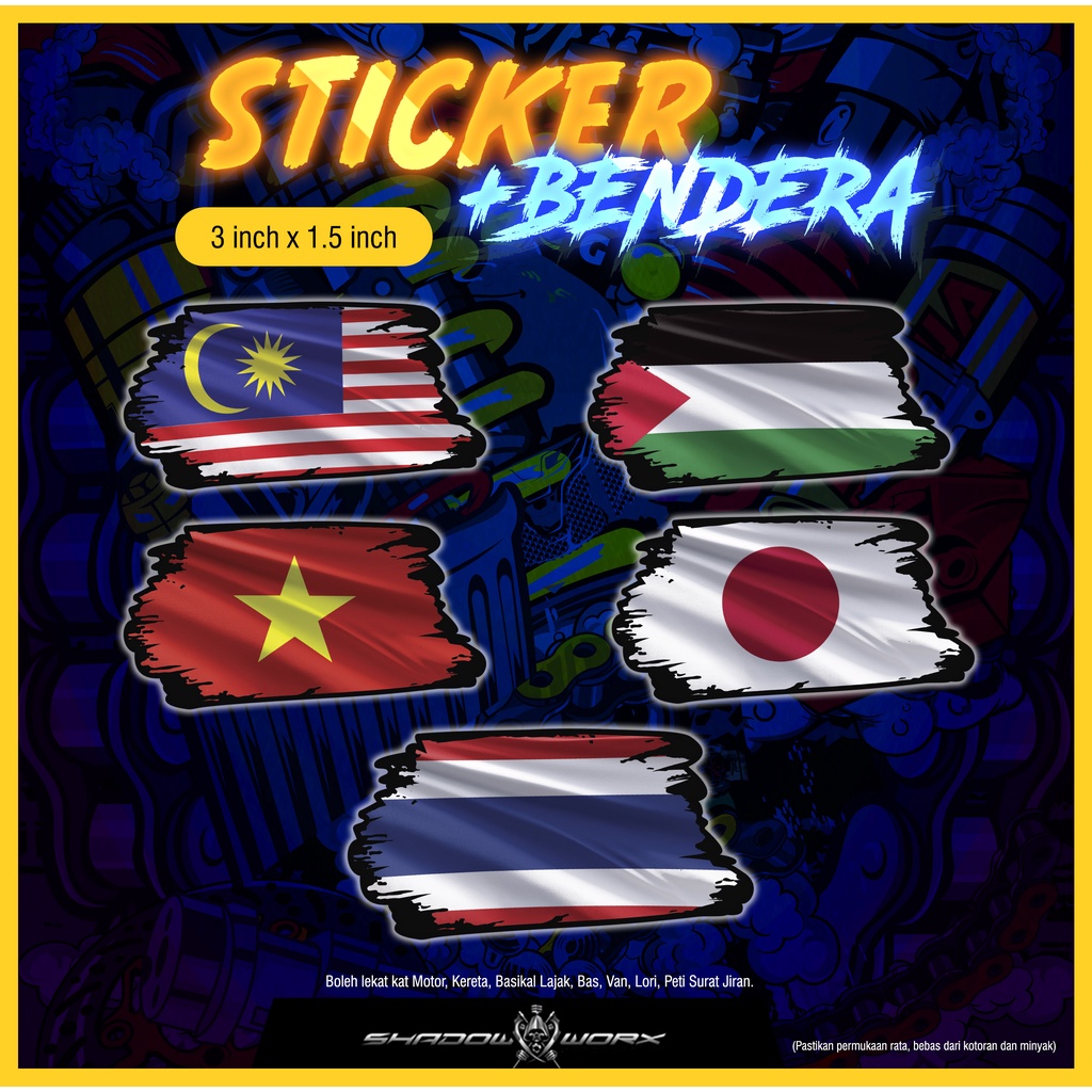 Sticker Inkjet - Flag / Bendera Vietnam / Malaysia / Thailand / Korea