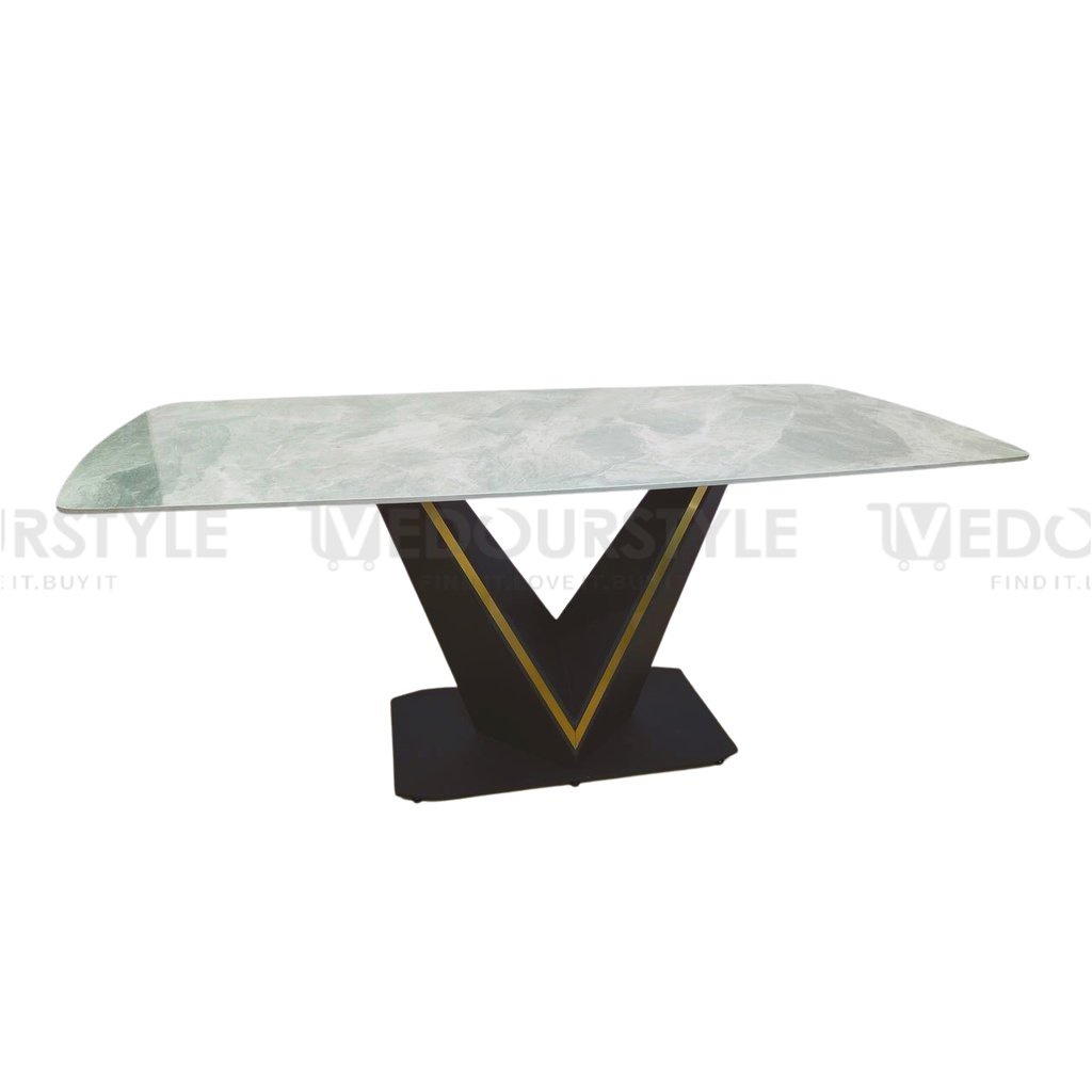 Vedourstyle Sintered Stone V Shape Dining Table Set Meja Makan Meja