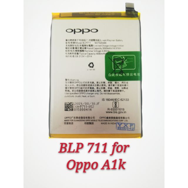 Oppo A1k Original Battery BLP711 (4000mAh) | Shopee Malaysia