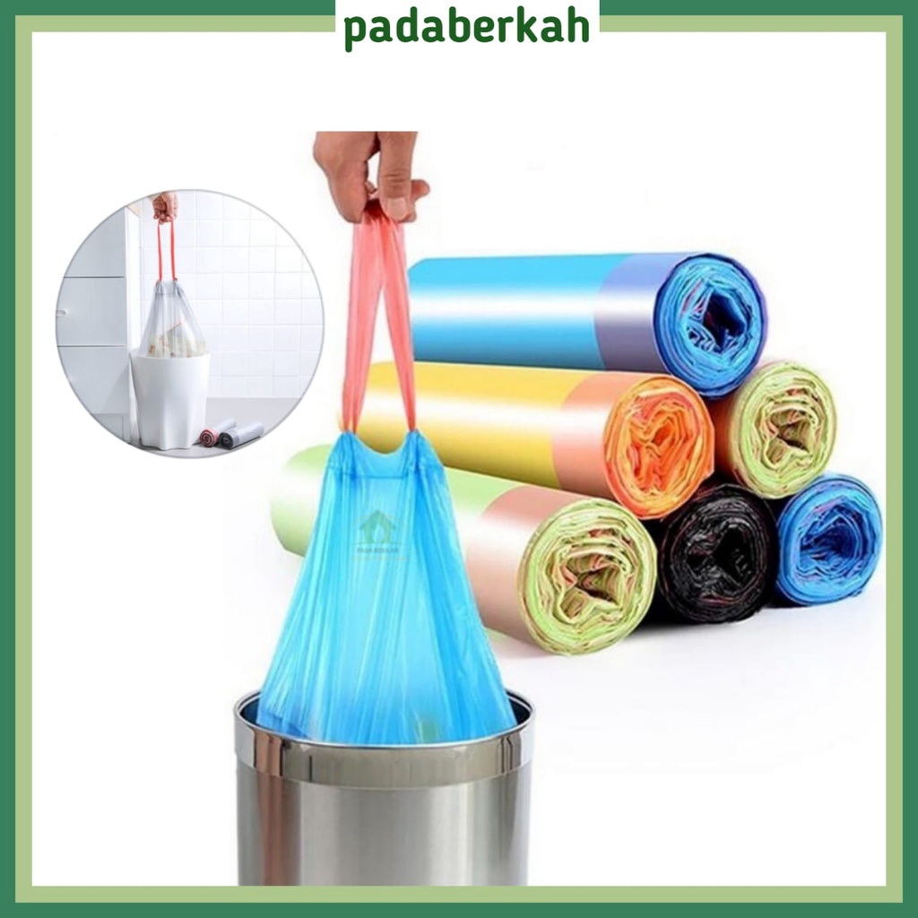 Roll Plastic Garbage Bag+Rope 45x50 cm Contents 15 Sheets/Roll Garbage