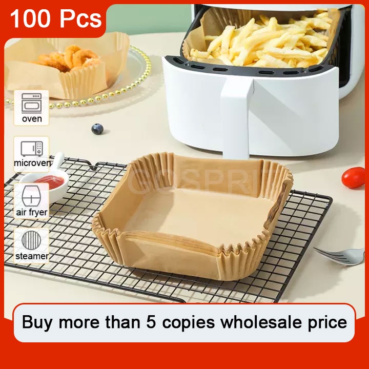 100pcs 20cm Air Fryer Disposable Baking Papers NonStick Steamer Square
