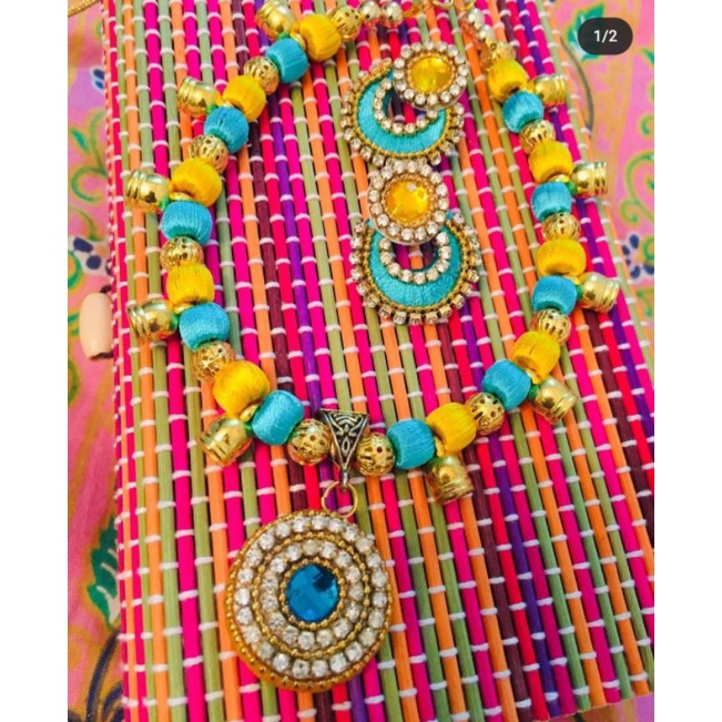 Deepavali Collection Traditional Silk Thread Necklace Set for Kids kids collection Indian kids Jewellery collection Shopee Malaysia