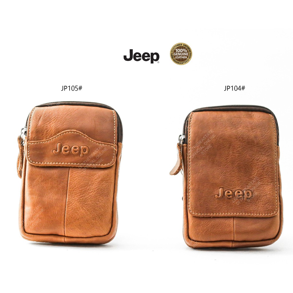 ORIGINAL JEEP Men s Waist Phone Pouch Genuine Leather Crazy Horse