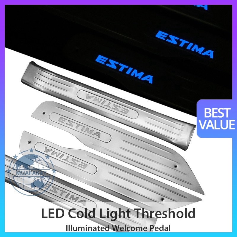 Toyota ESTIMA 2006-2017 Stainless Steel Blue LED Car Door Side Sill ...