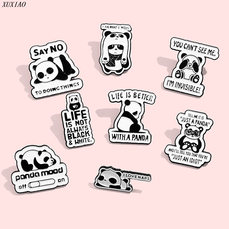 Panda Rolling Enamel Pin Custom Panda Quote Brooches Badge for Bag ...
