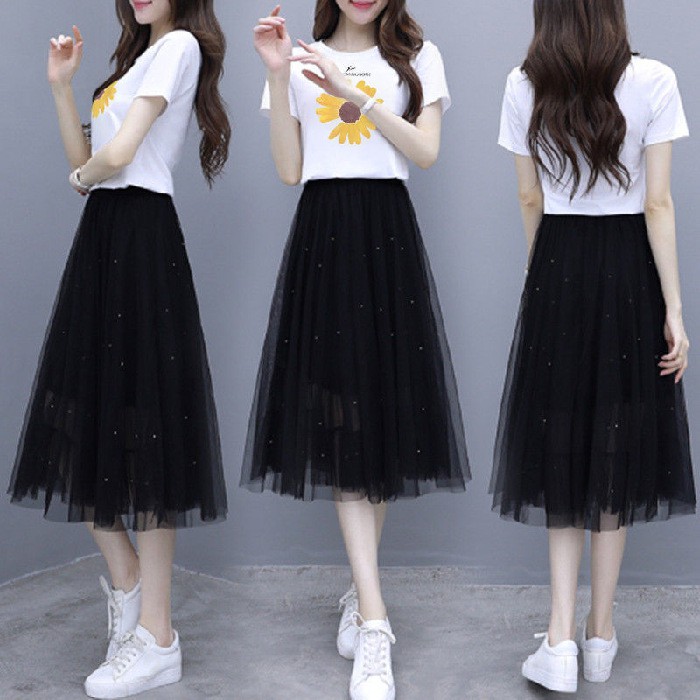 READY STOCK PRINCESS SKIRT Korean Style Elastic High Waist Long