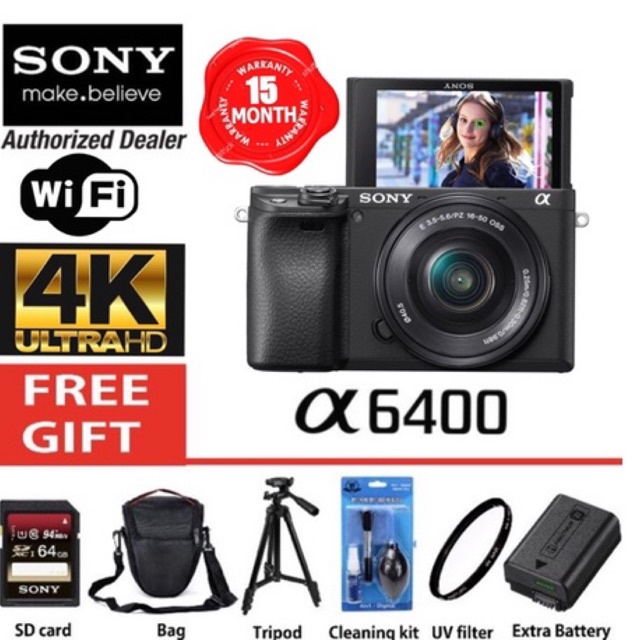 (SONY MALAYSIA SET)Sony FREE👉EXTRA BATTERY ORIGINAL sony a6400 1650mm
