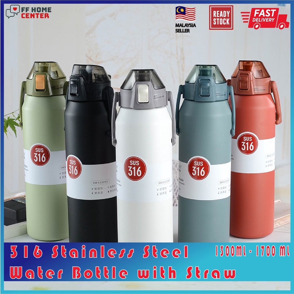 [1300ml   1700ml] 316 Stainless Steel Vacuum Flask Thermos Water Bottle 