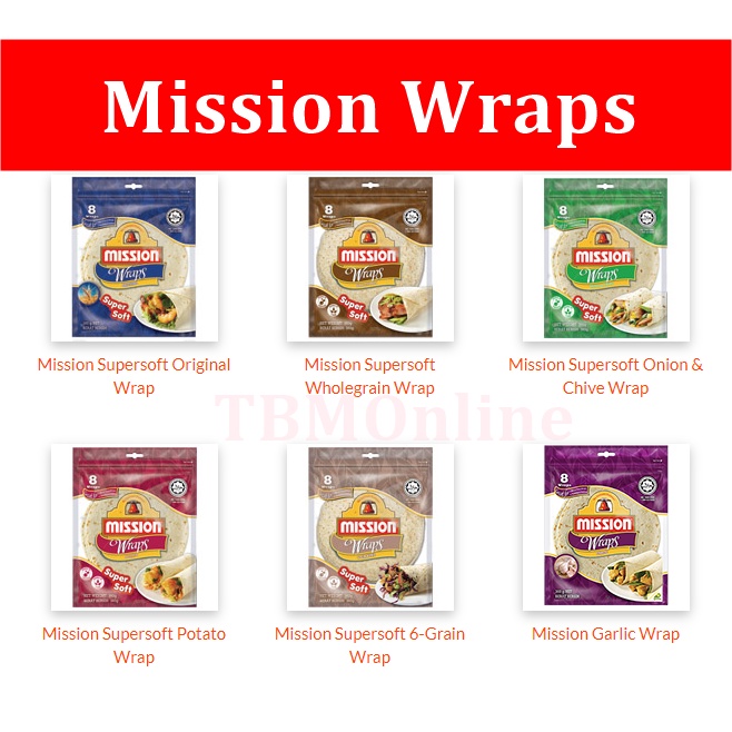 Mission Wraps Original / Onion & Chives / Potato / Wholegrain / 6