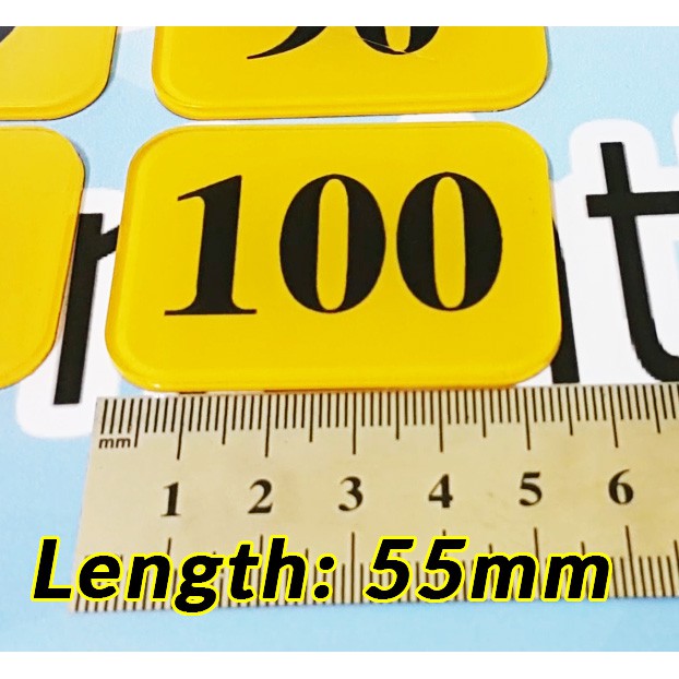 Acrylic Plastic Table Numbers Yellow 55 x 40mm Easy Sticker type for ...