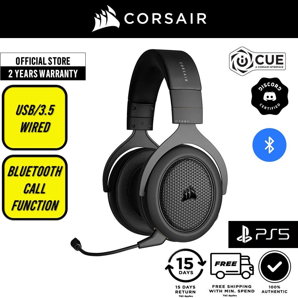 CORSAIR HS70 USB Wired Analog Gaming Headset with Bluetooth for PC