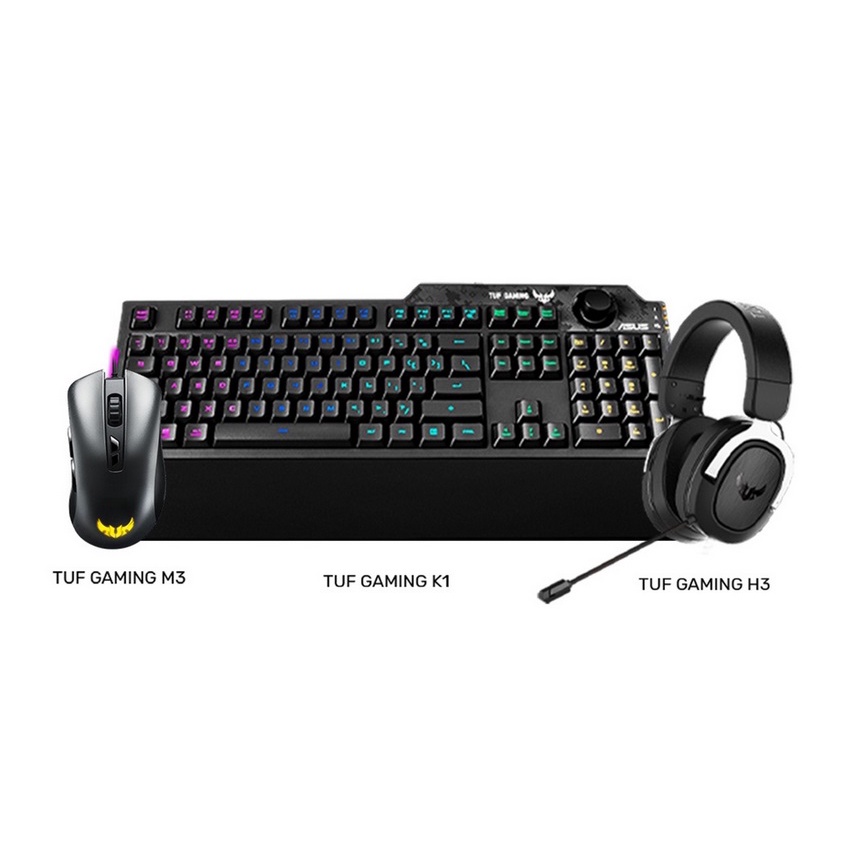 ASUS TUF GAMING Combo Set K1 RGB Membrane Gaming Keyboard TUF H3
