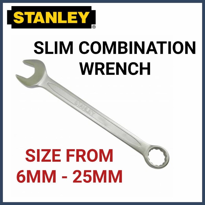 6MM-25MM STANLEY SLIMLINE COMBINATION WRENCH SPANNER CRV SOCKET NUT ...