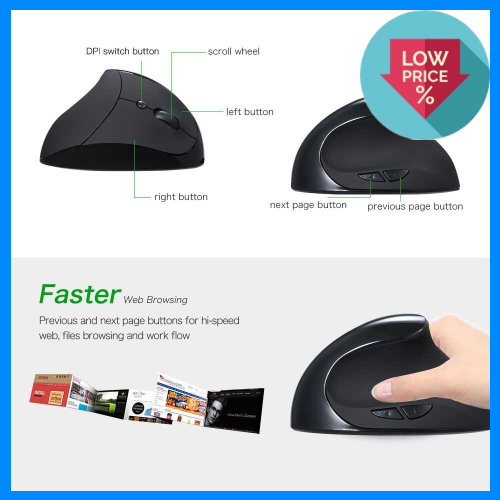 Optical Vertical Mouse Ergonomic Wired Mouse USB Mice 5 Button for PC ...