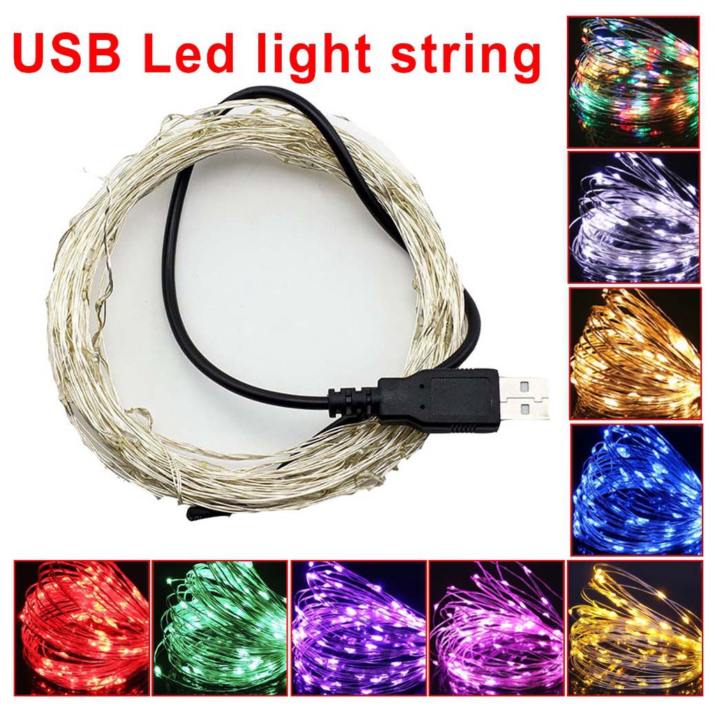 LED light rope USB 33FT 10M 100 LEDs String Lights Copper Wire Lamp ...