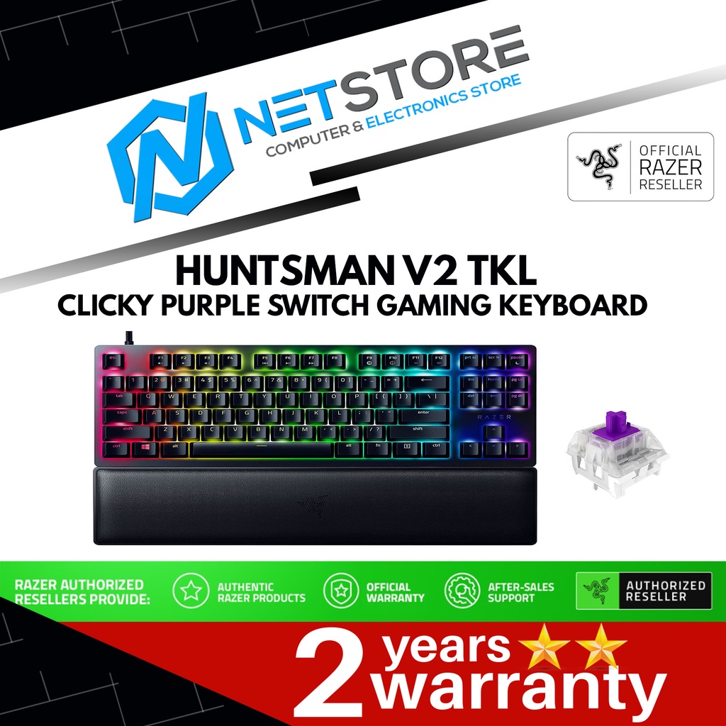 RAZER HUNTSMAN V2 TKL CLICKY OPTICAL PURPLE SWITCH GAMING KEYBOARD ...