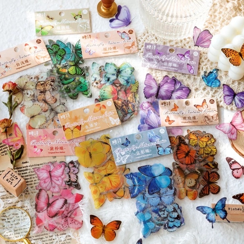 DC 40 Pcs Romantic Butterfly Waterproof Sticker Pack / PET Butterfly ...