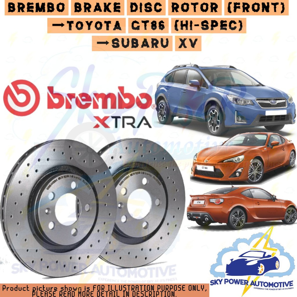 BREMBO XTRA TOYOTA GT86 SUBARU BRZ/XV (293mm Dia) DRILLED BRAKE DISC ROTOR  (FRONT) Shopee Malaysia