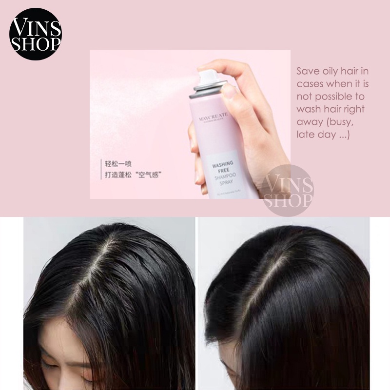Maycreate Washing Free Shampoo Instant Dry Wash Hair Spray Smooth