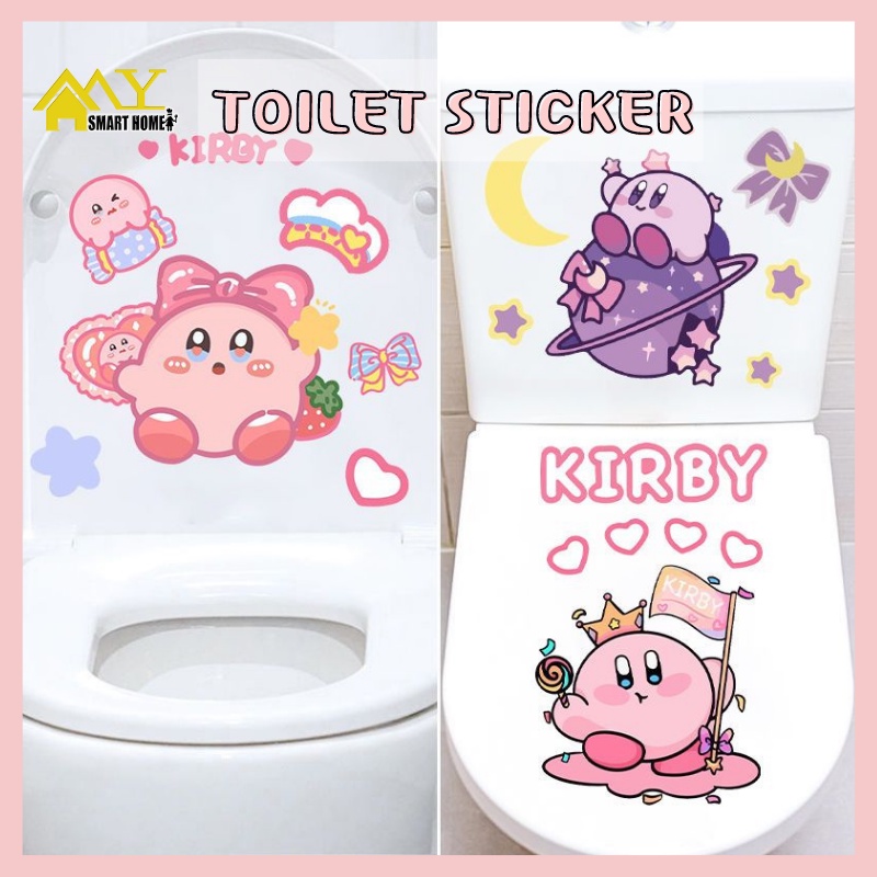 Kirby Toilet Stickers Cartoon Toilet Lid Decals Cute Toilet Sticker