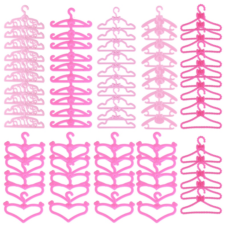 20 Pcs /Lot Pink Mix Style Dolls Hangers Dress Clothes Holder Cute Accessories for Barbie Doll