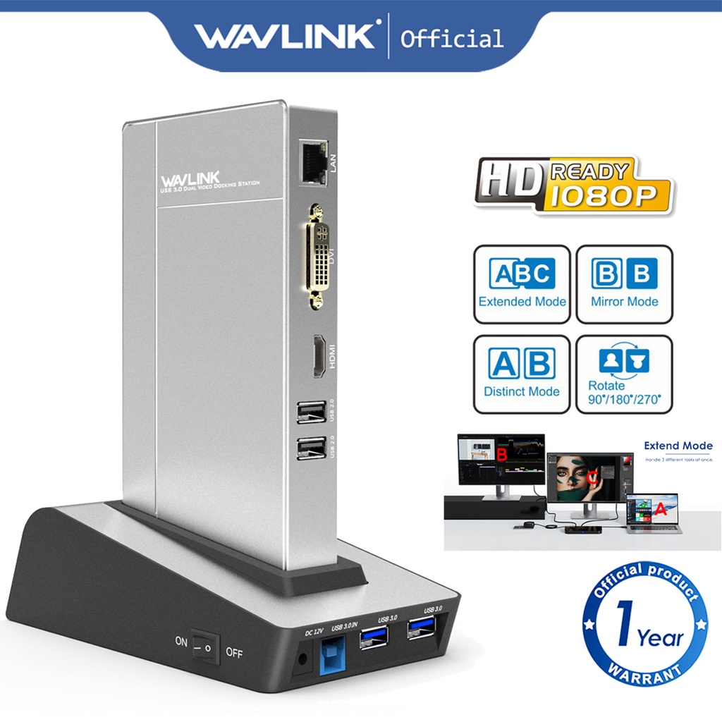 Wavlink USB 3.0 Aluminum Displaylink Universal Docking Station With HDD ...