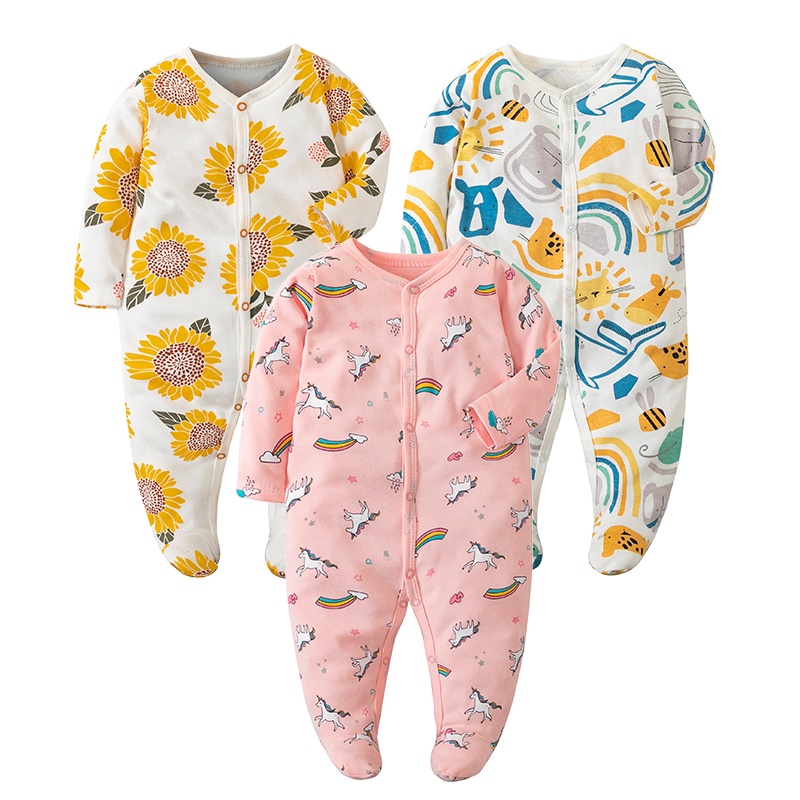 Vvfelixl Colorful Starfish Baby Sleepers - 100% Cotton One-Piece Footies For Newborns 0-3 Months