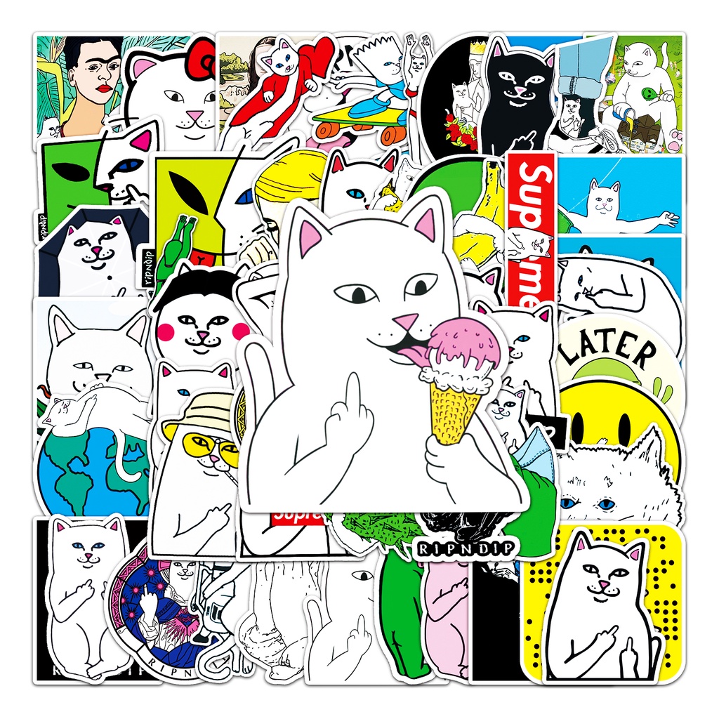 56 Piece Funny Cat Stickers Waterproof DIY For Phones Laptop Car ...