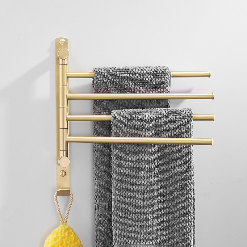 Stainless Steel Bathroom Swivel Towel Bar Hanger 4 Arm Rotatable Towel ...