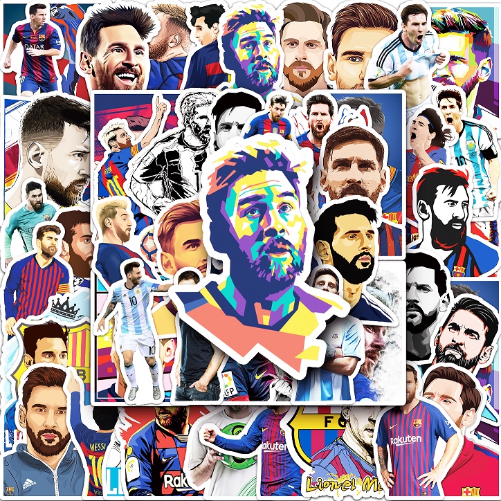 50 Piece Funny Football Messi Stickers Waterproof DIY For Phones Laptop ...