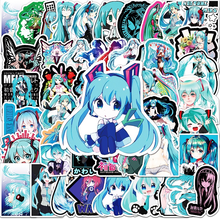 50 Piece Funny Hatsune Miku Stickers Waterproof DIY For Phones Laptop ...