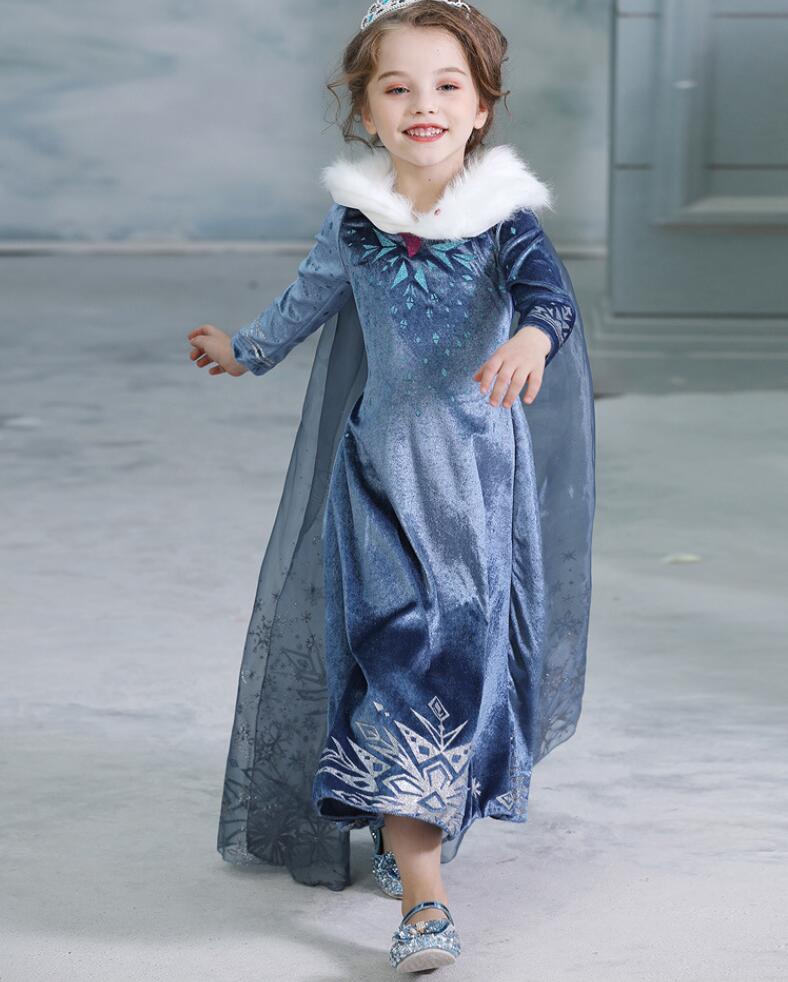 Girl frozen elsa Cosplay Princess Dress Long Robe Kids Fancy Dress ...