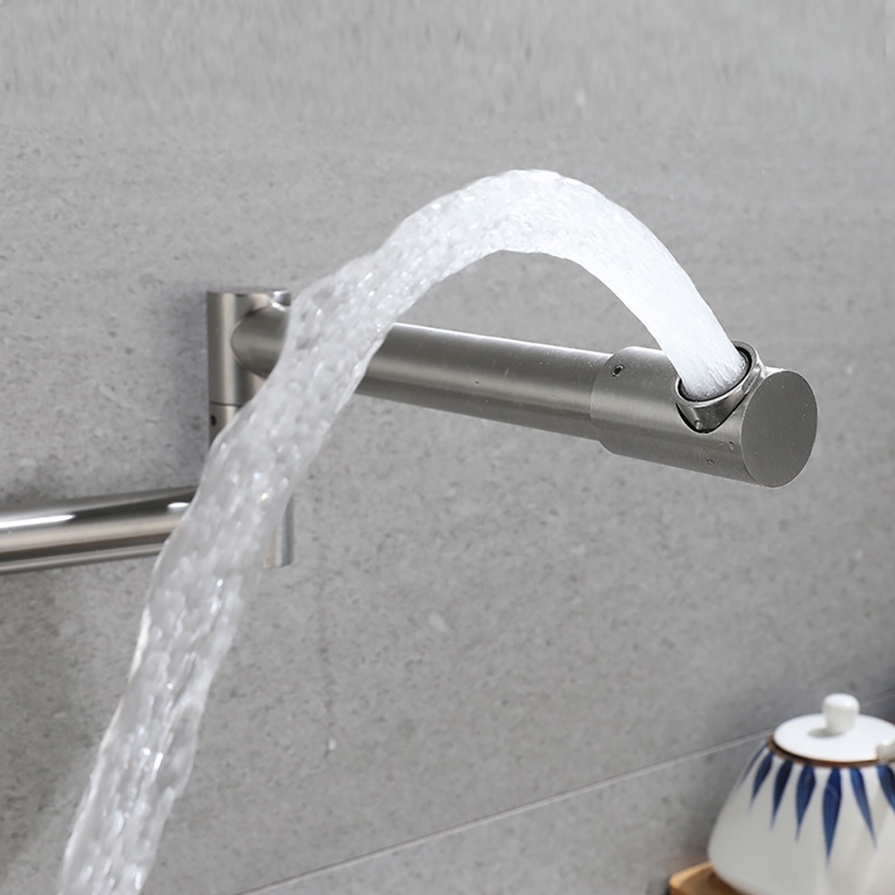 BAOKEMO Kitchen Wall-mounted Faucet Folding Stainless Steel Single Cold ...