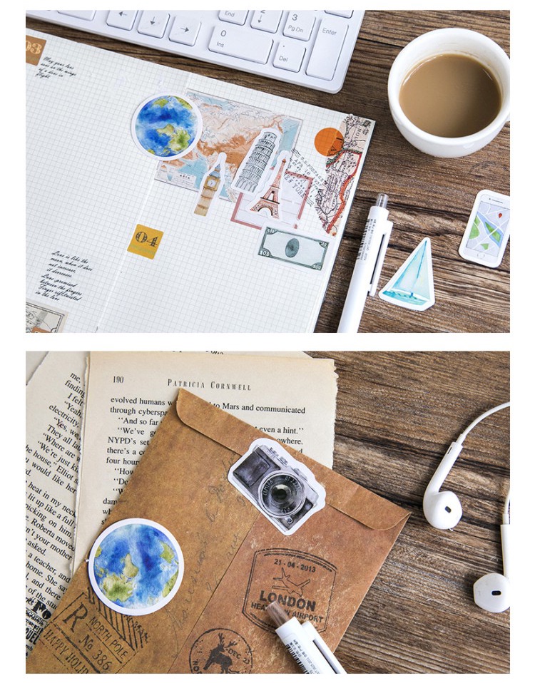ENWEI 46Pcs One Person Travel Series Stickers Ins Creativity Fine Deco ...