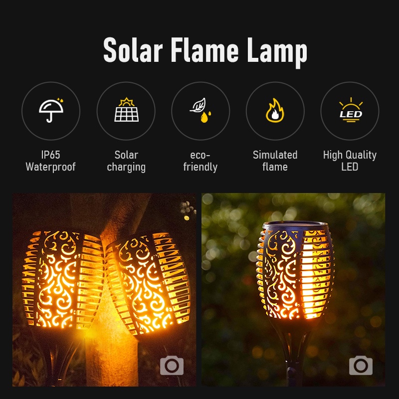 96LED solar light flashlight flashlight blinking flame light outdoor ...