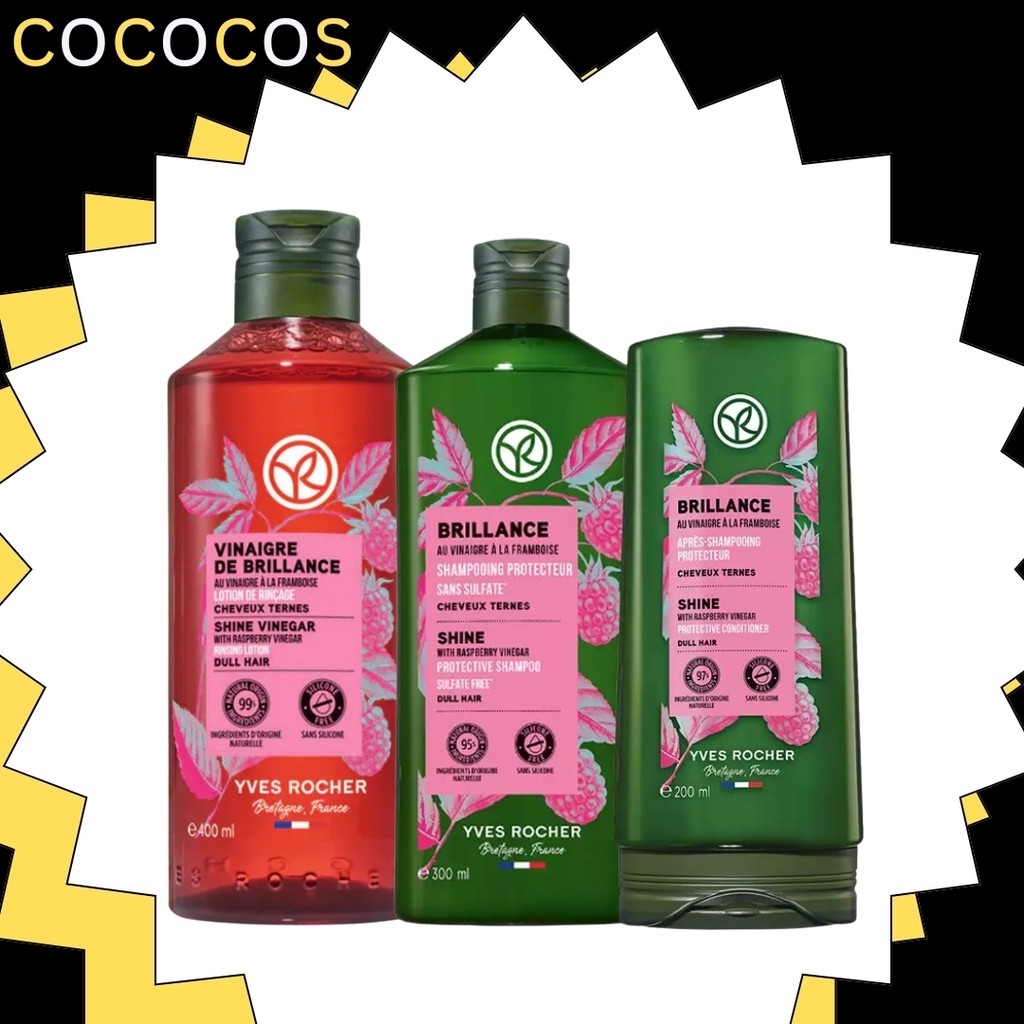 Yves Rocher Raspberry Shine Shampoo 300ml/ Conditioner 200ml/ Vinegar ...