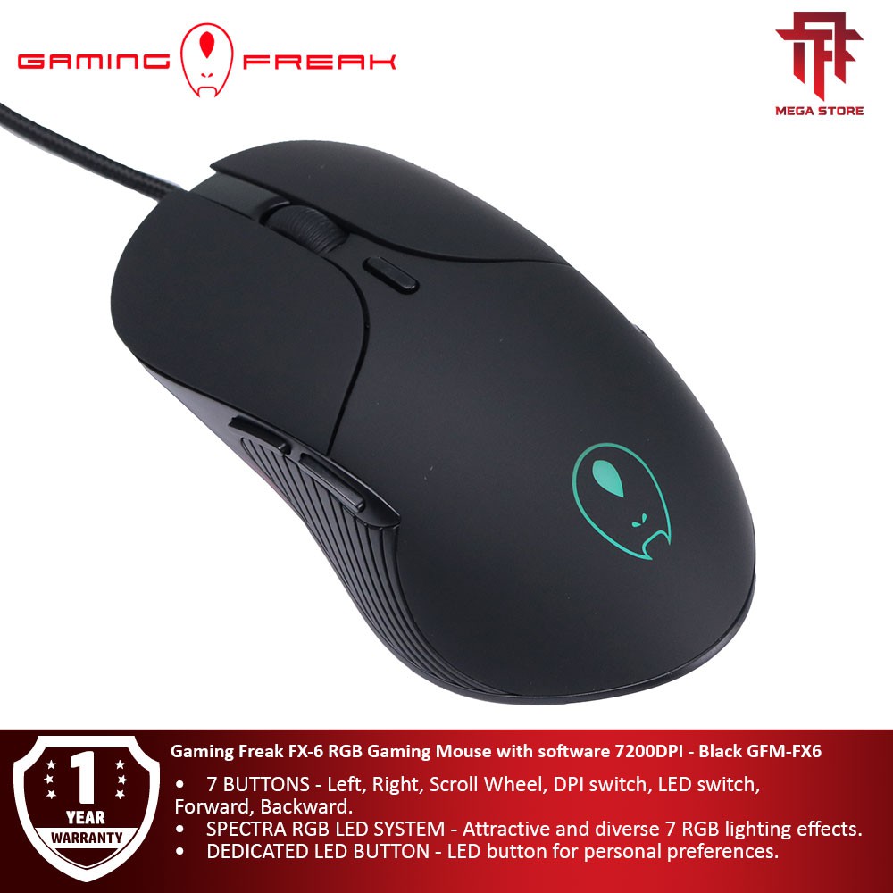 Gaming Freak FX6 RGB Gaming Mouse with software 7200DPI Black GFM