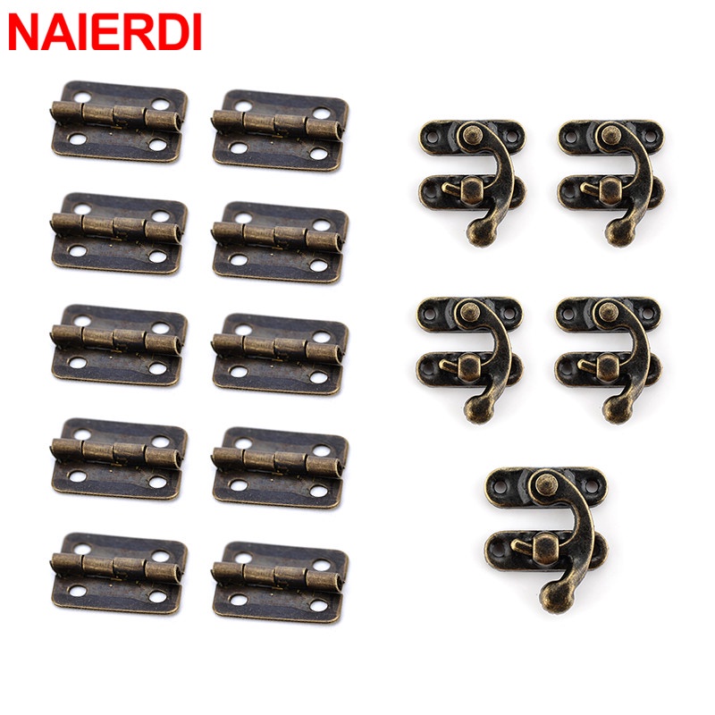 thumbnail image 2 of Mini Vintage Antique Bronze Iron Box Latch Hasp With Screws – Decorative Hardware 2 of 4