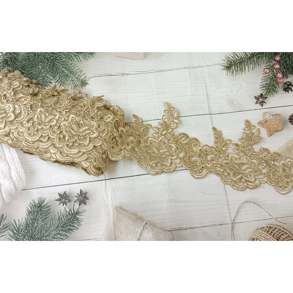 Renda Baju Manik Labuzi Tinggi 13.8cm, Renda Lace Pengantin, Border ...