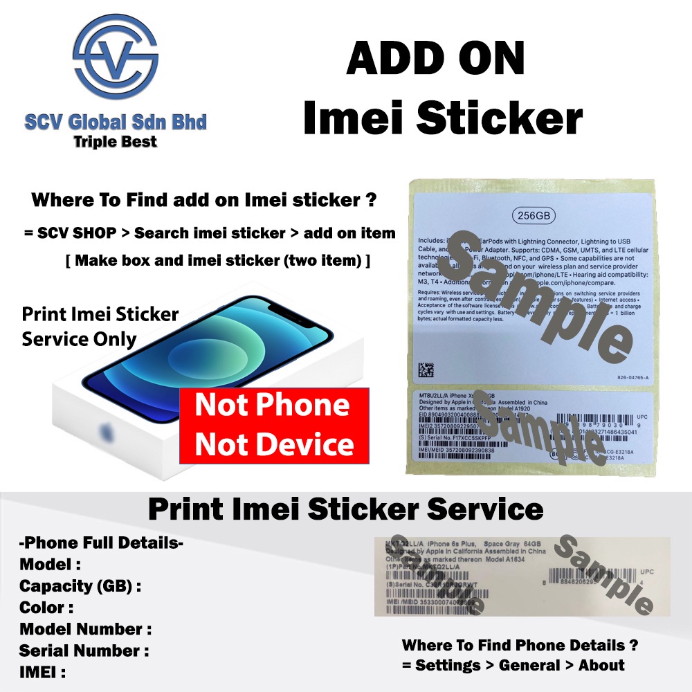 (Scv For Service) Print Imei Sticker Service (Model : 11 - 14 PRO MAX ...