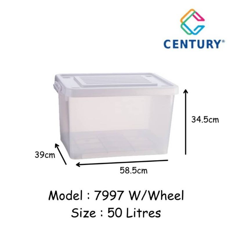 Century Transparent Storage Box With Wheel 50/65/80 Liters 7997/7998 ...