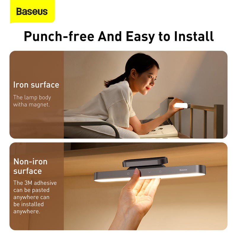 Baseus Night Light Hanging Magnetic LED Table Lamp Stepless Dimming ...