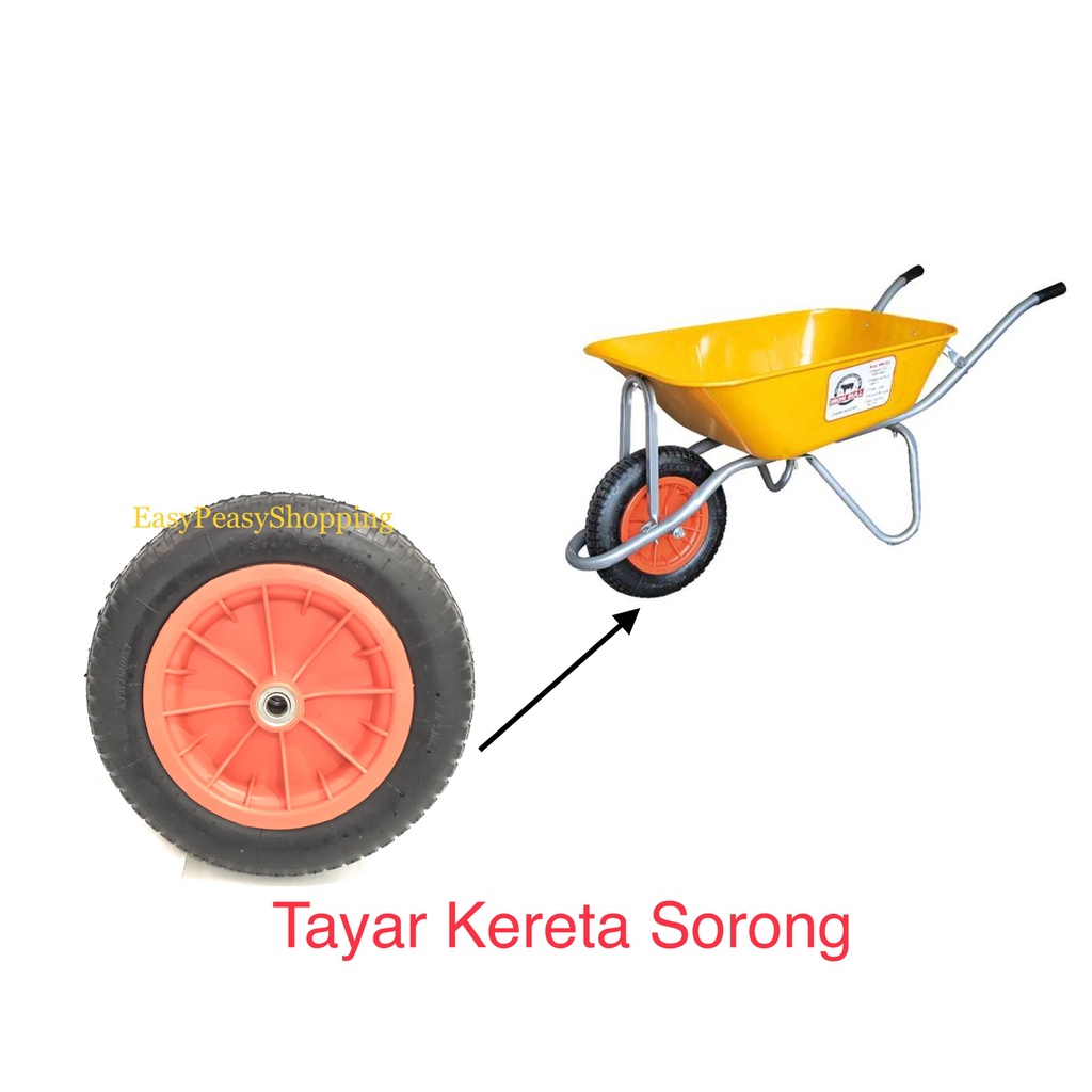 Heavy Duty Pvc Pneumatic Wheelbarrow Wheel Air Tayar Kereta Sorong Angin Ready Stock 5156