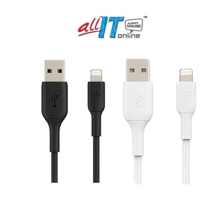 Belkin Boost Up Charge Compatible with Lightning to USB-A PVC Cable - Black/White (1M/3.3ft) CAA001bt1M