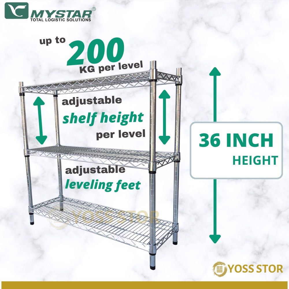 YOSS Mystar H900mm 3 Level Wire Rack Heavy Duty Multi-function Pot Rack ...