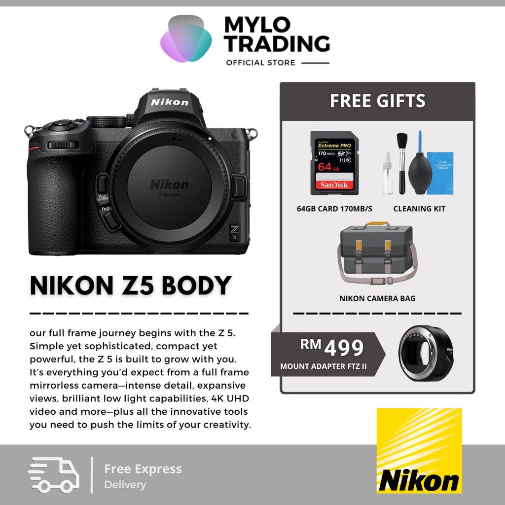 Nikon Z5 Mirrorless Camera Body & with 2450mm Lens & 2470mm Lens & 24200mm Lens (Nikon