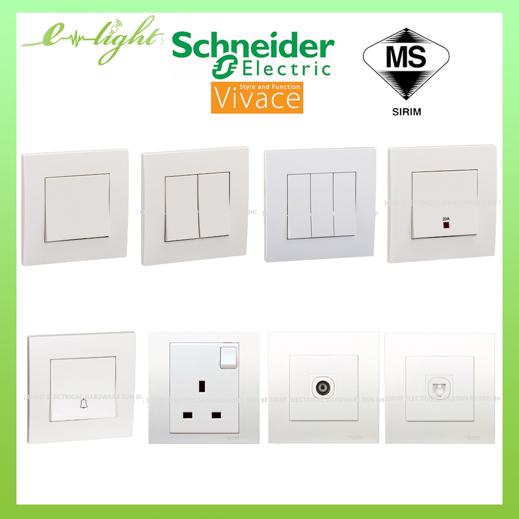 SCHNEIDER Clipsal Vivace 13A/15A/20A/1 GANG/2 GANG/3 GANG/BELL PRESS/TV ...