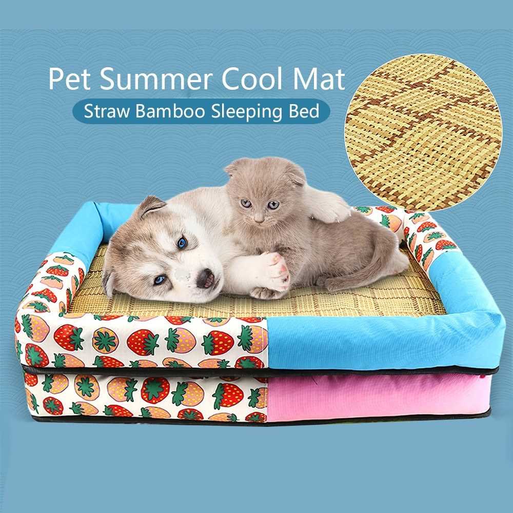 Pet Summer Cool Mat Straw Bamboo Sleeping Bed Comfortable Cushion for ...