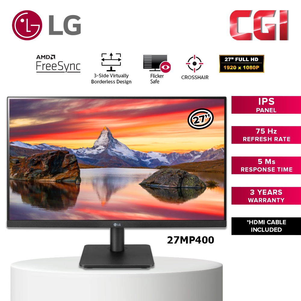 LG 27MP400-B - Monitor LG IPS (1920x1080p, 250 cd/m², 1000:1, NTSC